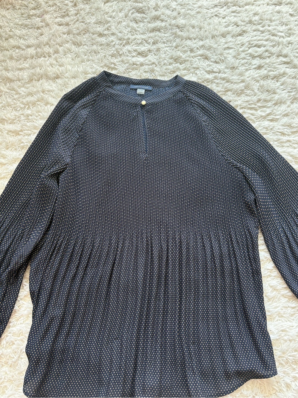 Tommy Hilfiger Navy Blouse with Cream Polka Dots